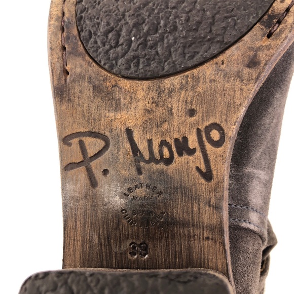 P. Monjo Lexi Gray Leather Ankle Boots EUR 39 - Picture 8 of 13